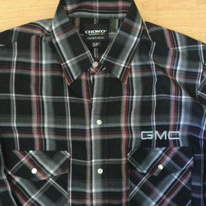 Choko Plaid Pearl Snap Shirt Chevy Trucks 40in GMC